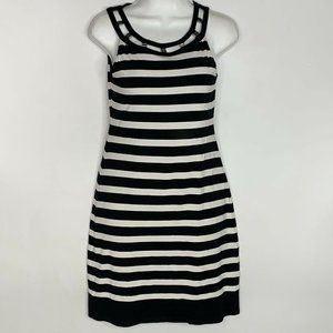 New White House Black Market Dress Size XXS Black White Striped Lined Sleeveless
